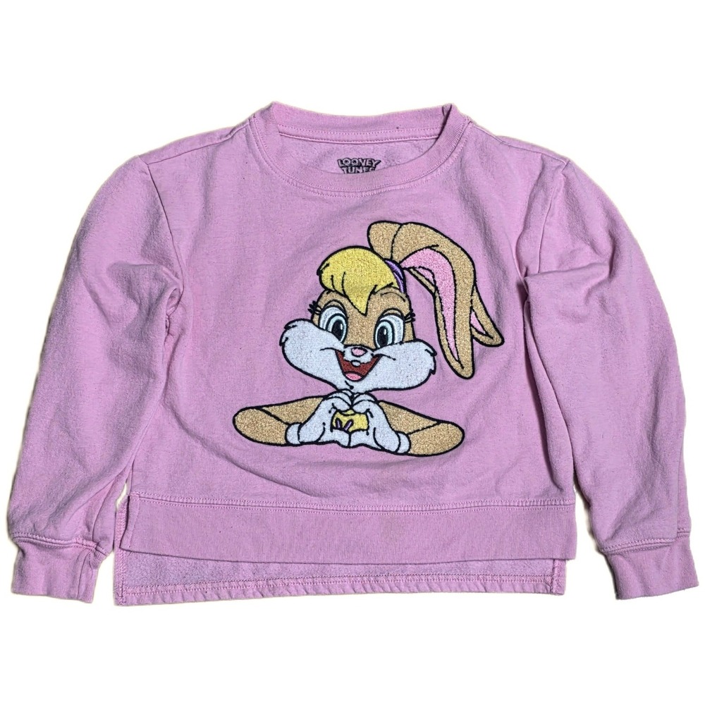 Looney Tunes Lola Bunny Sweatshirt Kid's Size 5/6 Pink Embroidered Long Sleeve